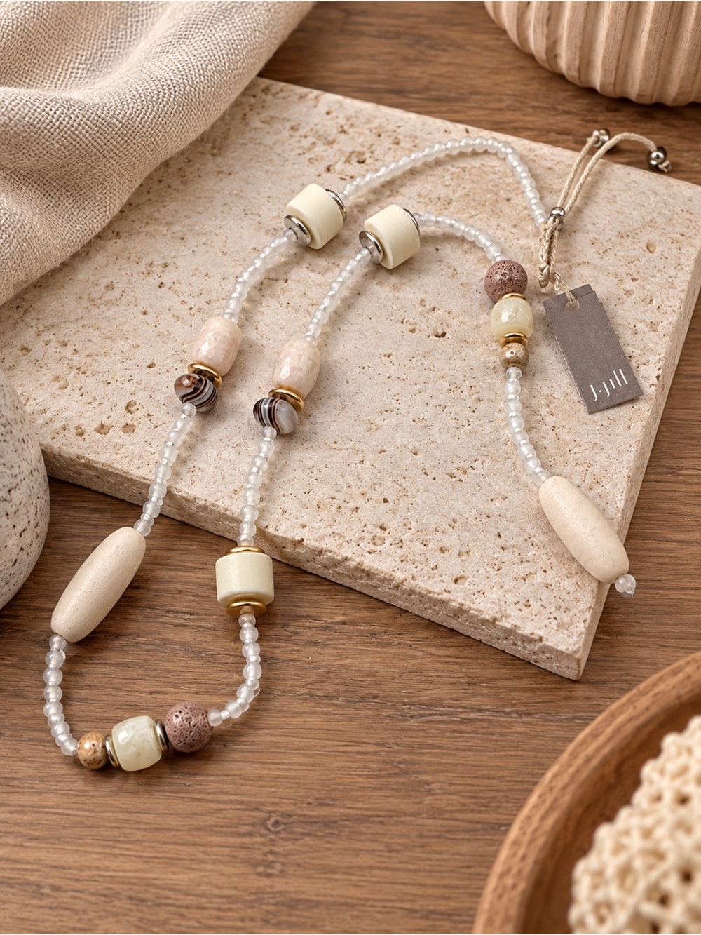 J.Jill Neutral Mixed Bead Long Necklace (BR 777/3)